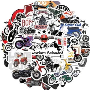 Motorcycle Pattern Sticker, 50pcs/set Waterproof Self Adhesive Decor Paper, Decor Sticker for Gift Greeting Card Water Bottle Laptop Phone, Ornaments