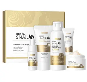 LAIKOU Korean Skin Care, Skin care set, Skin Care Kit Snail and Ginseng with Cleansing Gel, Toner, Eye Cream, Serum, Essence Cream 5pcs for Women Teen Girls Mom Daughter Mother's Day Birthday