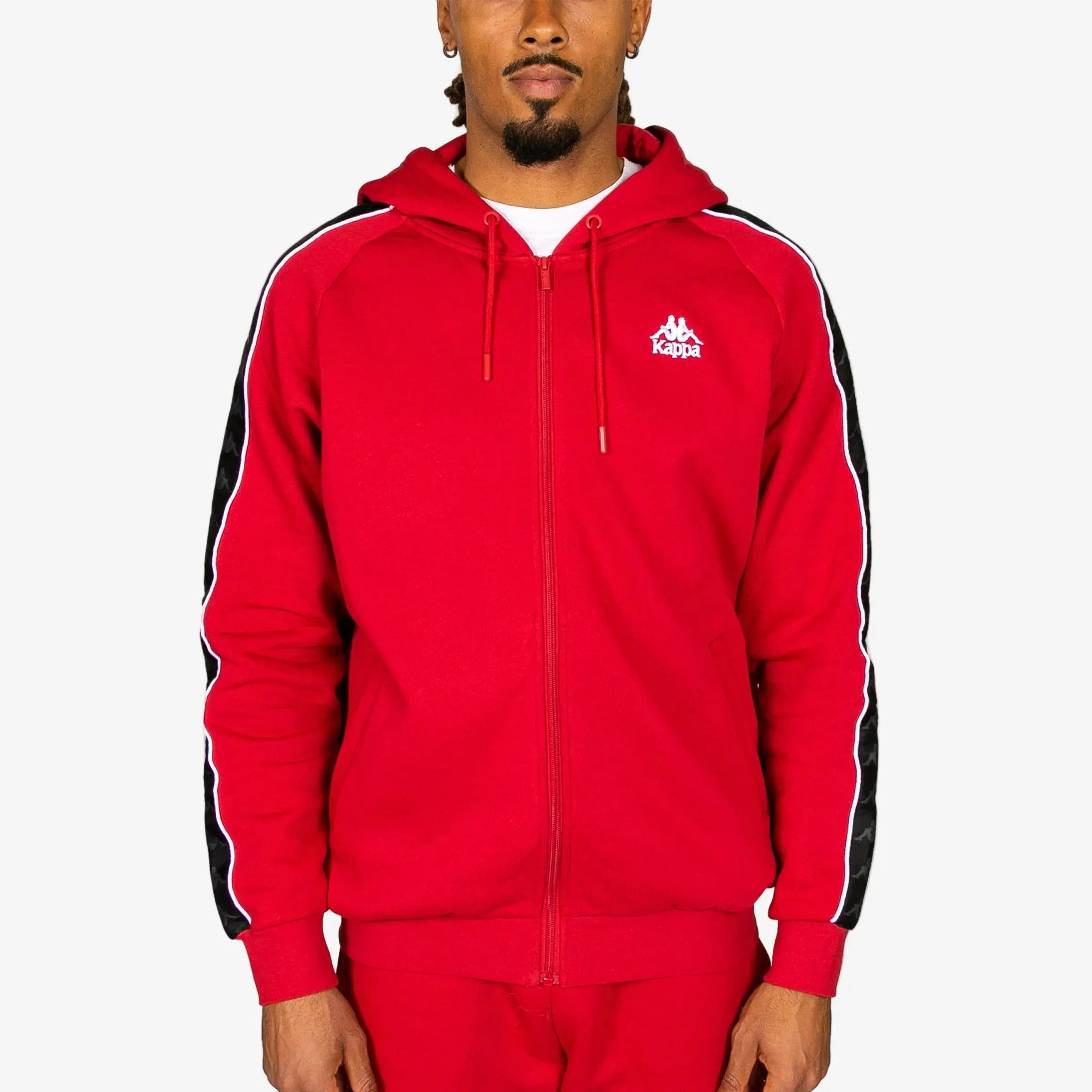 Embroidered 222 Banda Zamin Fleece Hoodie - 4-Zip Up Design, Fit Casual Unisex Sweatshirts, Red, Racing Black, White