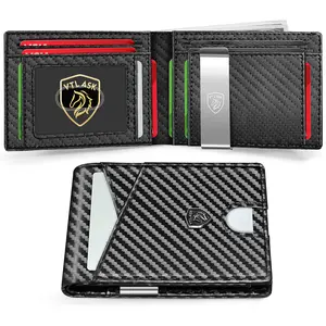 VTLASK New men's wallet in 2025/Slim RFlD Blocking Men'sWallet Ultra Thin RFlD Leather Wallet RFlD Blocking SmartWallet with iD Window Slim RFlD Blocking Wallet normestwallet Ultra-thin RFlD Anti-theft Wallet
