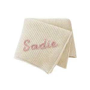 Mimixiong Custom Design Baby Knitted Blanket Personalized Logo Portable Swaddle Wrap OEKO-TEX Certified Newborns Cozy Travel Outdoor Use Baby Blankets