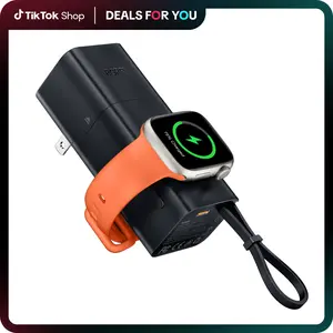 2024 new RORRY split power bank 5200mAh portable charger (with built-in charging cable and AC plug) PD 20W fast charging battery pack, compatible with iPhone, Apple Watch, AirPods, etc. Accessories Smartphone