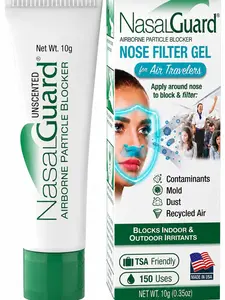 NasalGuard For Air Travelers, Airborne Particle Blocker | Cool Menthol | 10g Tube