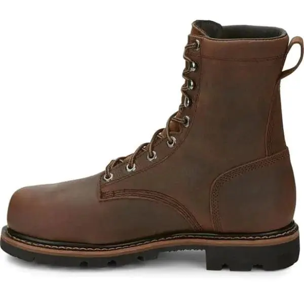 Men’s Justin Closed-Design Leather Work & Safety Shoe - Waterproof Lace-Up Boot, Composite Toe, Metguard Protection, Durable Footwear