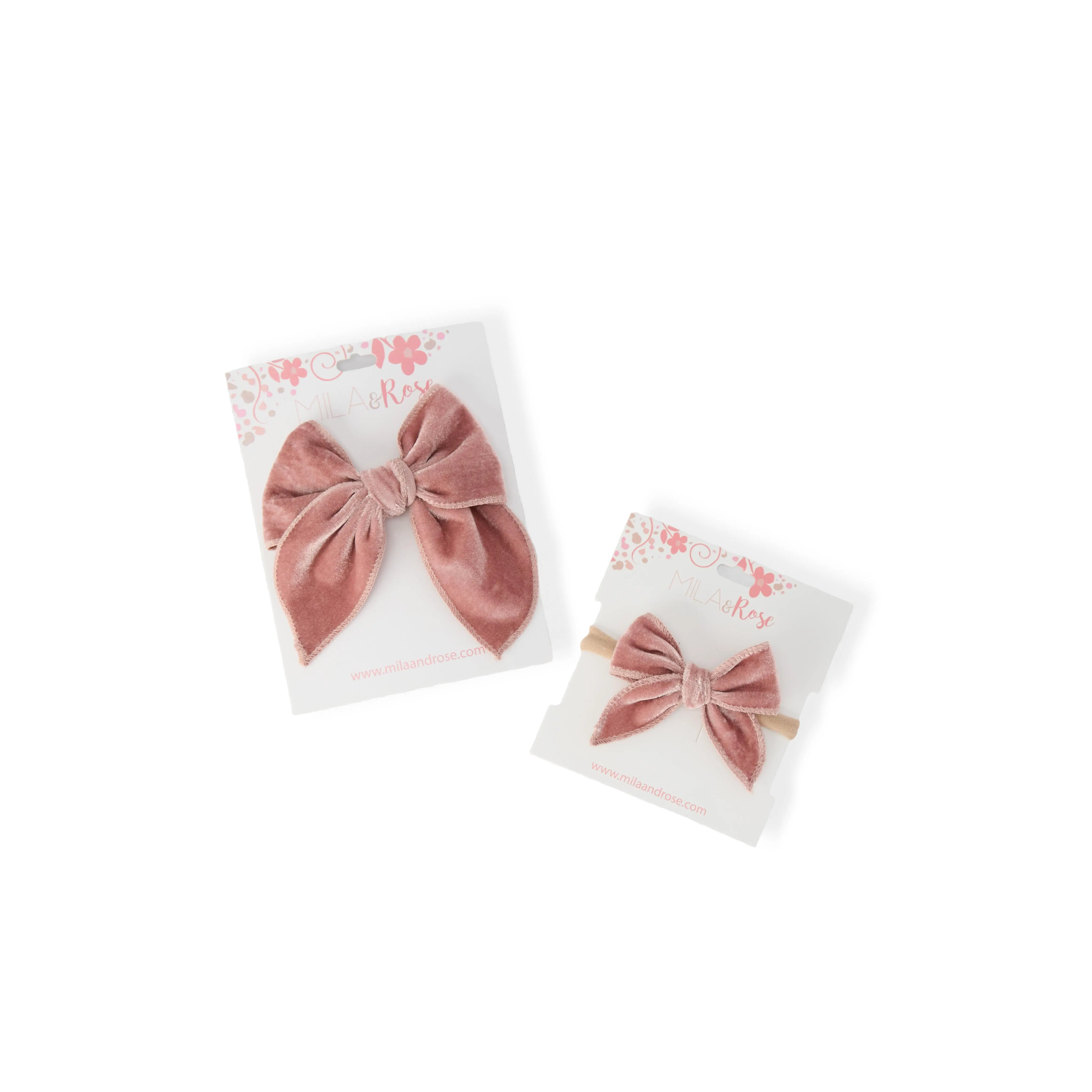 Classic Hair Bow - Vintage Pink Velvet