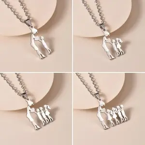 Family Necklace for Mom, Daughter, and Son – Stainless Steel Chain with Multiple Children’s Silver-Colored Pendants, Women’s Jewelry, Mother’s Day Gift