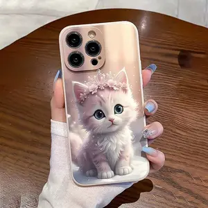 Cute Cat Pattern Smartphone Case, Decorative Shockproof Cellphone Casing, Protective Accessory for iPhone 11/12/13/14/15/16/17 Pro, ProMax, Air, Plus