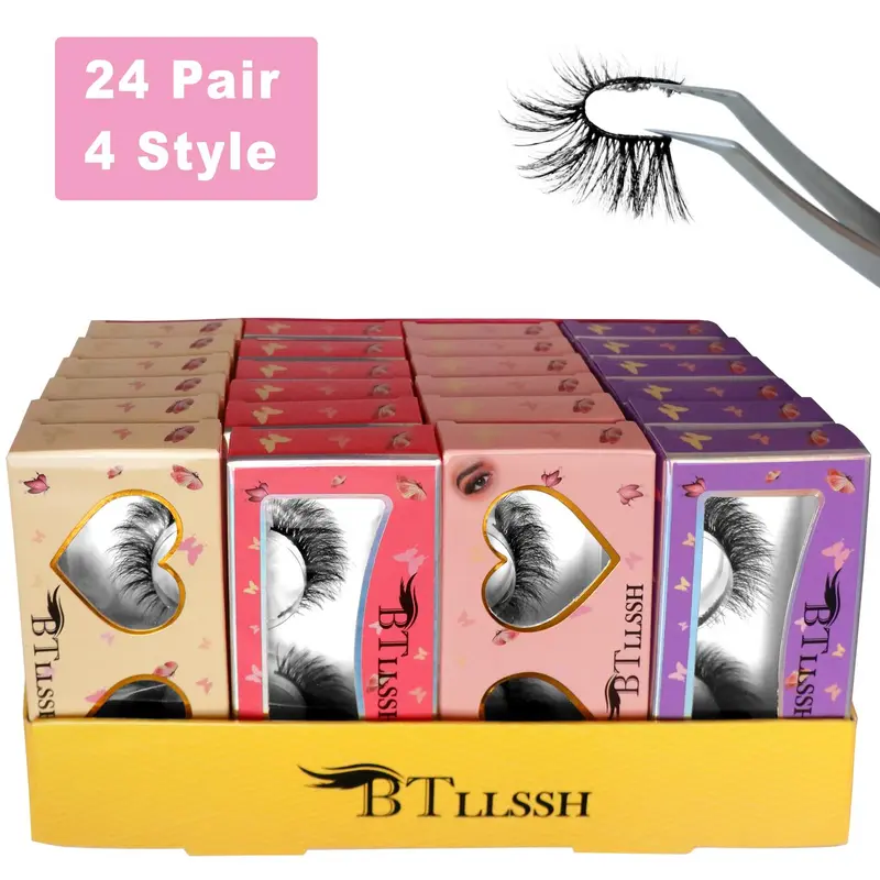 Fake Eyelashes Extensions, 24 Pairs Natural Curling Wispy Faux Cluster Lashes, Volumized False Eyelashes, Eyelash Set, Fluffy Eyelashes Cluster for Women and Girls Eye Makeup