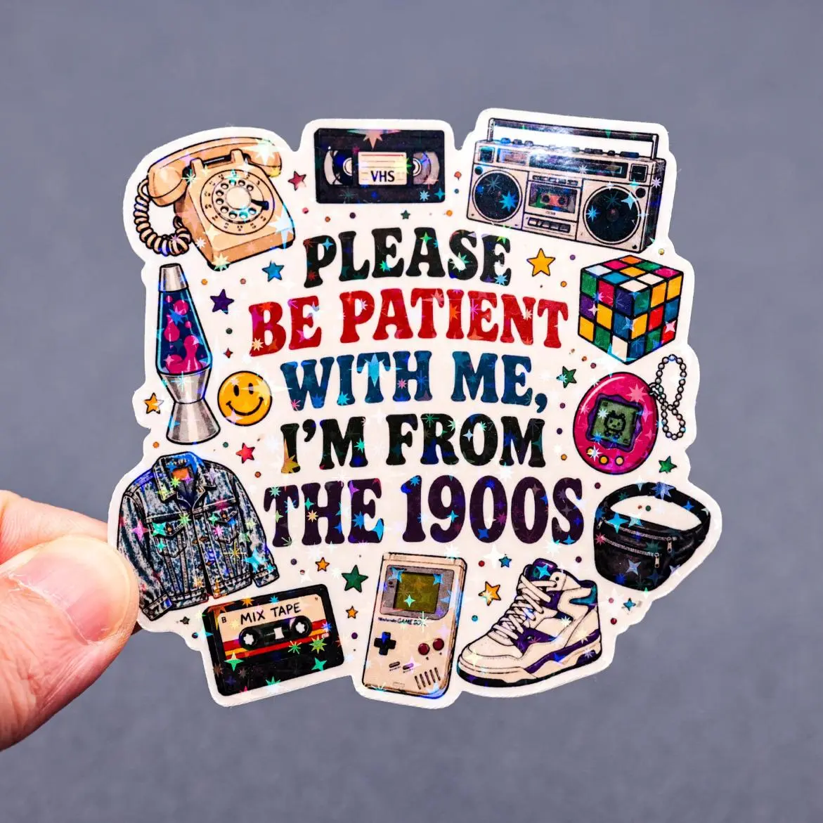 Please be patient with me, I am from the 1900s sticker, Funny millennial quote, 90s baby decal, Nostalgia humor decor, Waterproof vinyl, Classic Cuts, Always On Point, Classic Fashion, Timeless Design for All