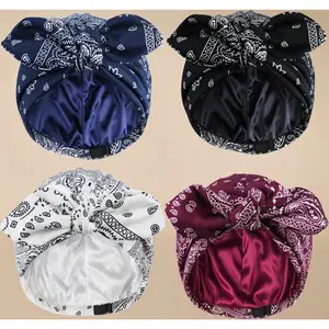 Women's Satin Lined Beanie Chemo Headwear Silky Cotton Sleeping Cap Ababalaya