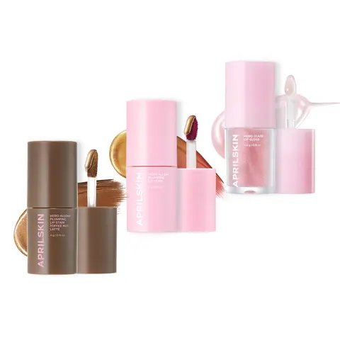[NEW][APRILSKIN Official] Volume Up Glaze Lip Combo | Hero All Day Plumping Lip Stain & Hero Glaze Lip Gloss | 24H Long-Lasting | Smudge-Proof & Transfer Proof Wipe-Off Tint | Lightweight Lip Gloss for Plump, Hydrated & Glossy Lips