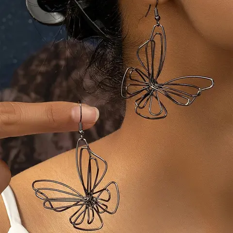 Women's Elegant Dangle Earrings (1 Pair), Hollow Out Butterfly Design Dangle Earrings for Women & Girls, Trendy All-match Vintage Jewelry As Birthday Gift, Earrings Set, Trendy Jewellery Accessories, Fashion Earrings