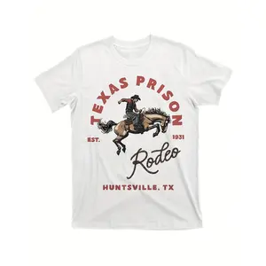 Unisex Vintage Texas Prison Rodeo 1931 Graphic Sport T-Shirt | Western Cowboy Oversized Cotton Streetwear Tee for Men & Women