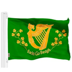 G128 Ireland Erin Go Bragh Flag | 3x5 Ft | Printed 150D Polyester - Indoor/Outdoor, Vibrant Colors, Brass Grommets, Quality Polyester, Much Thicker More Durable Than 100D 75D Polyester