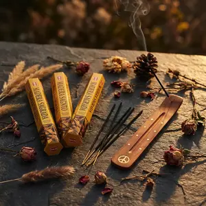 Hem Palo Santo Incense Gift Set – 60 Sticks & Wooden Holder