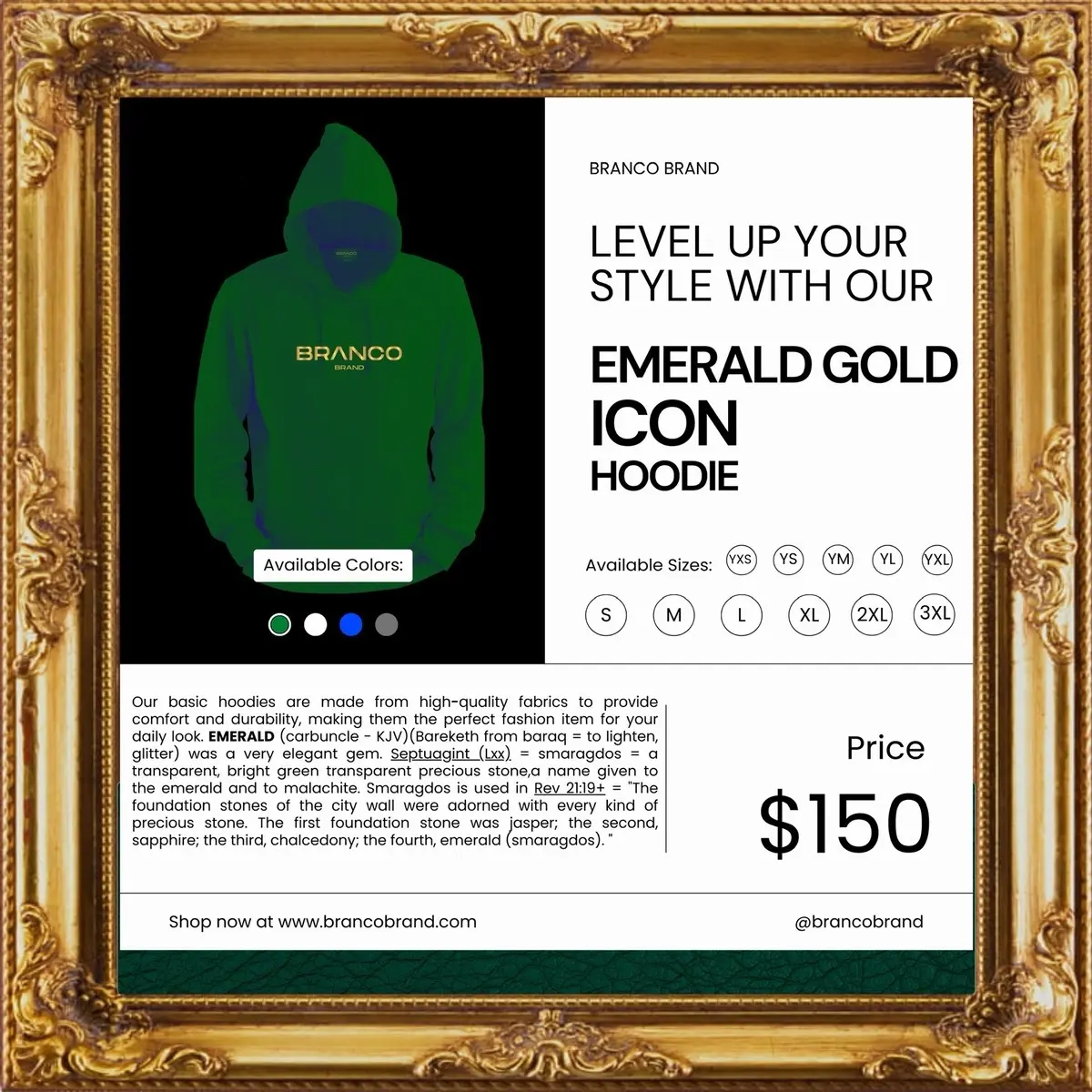 EMERALD GOLD ICON HOODIE