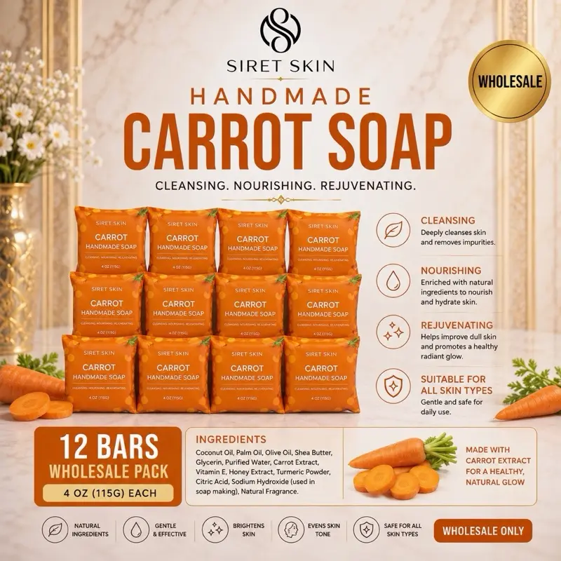 Carrot Pure Handmade Soap Wholesale 4oz Bars (12 pieces)