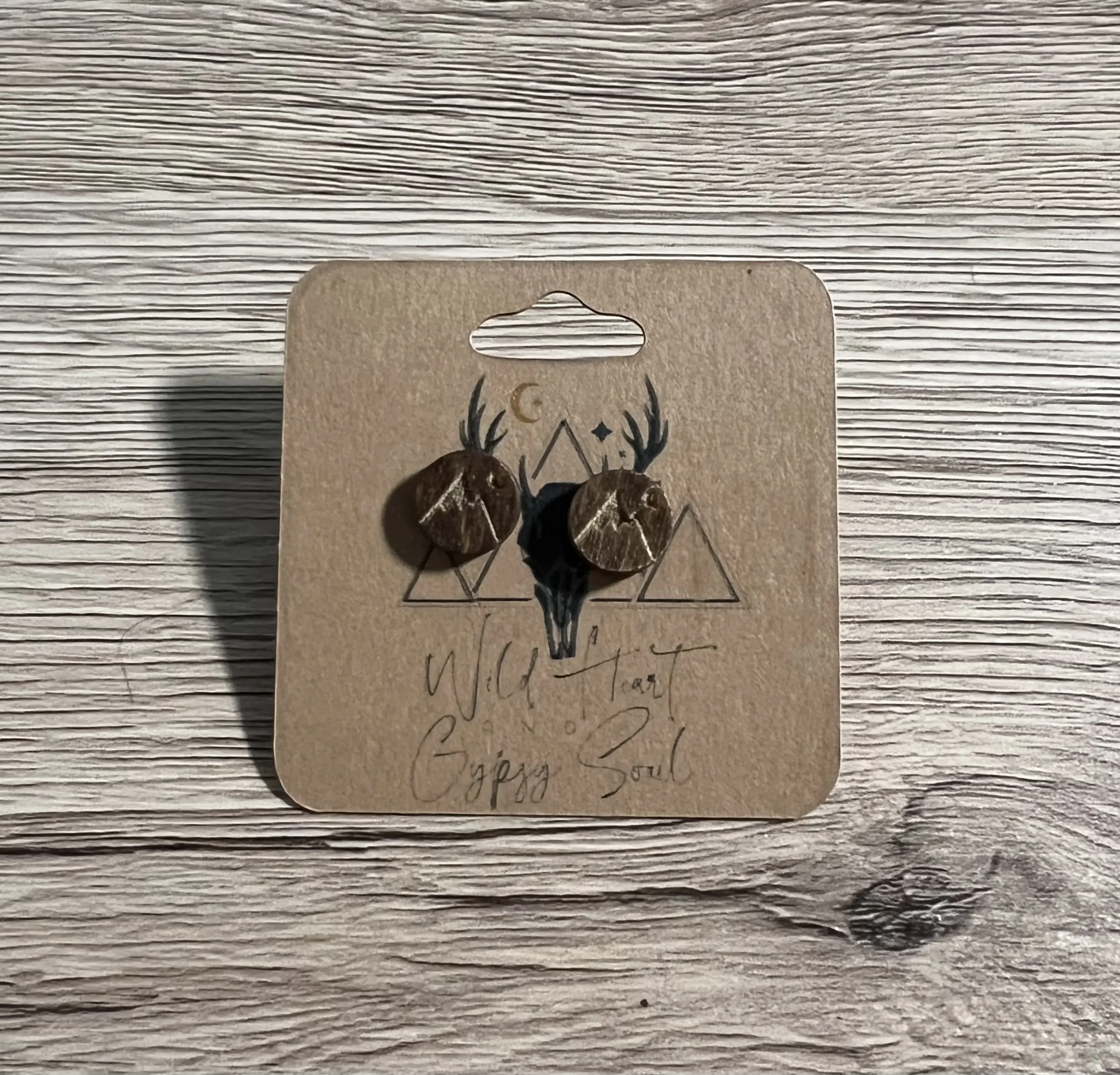 Boho Handmade Nature Wood Stud Earrings - Mountain or Tree Design