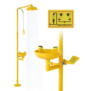 fathersdaygift  VEVOR Emergency Shower Eye Wash Station, 34.25x 15.75x 91.73 Inch 304 Stainless Steel Eyewash and Shower Combination, OSHA-Approved First Aid Eye Wash Station, for Schools, Labs, Factories, Yellow
