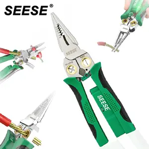 SEESE 8-in-1 Wire Stripper for Electrician: Needle Nose Plierswith Voltage Tester & Dual Alarms -Multi-Function Wire Stripping Tools,DIY Tools HandTools