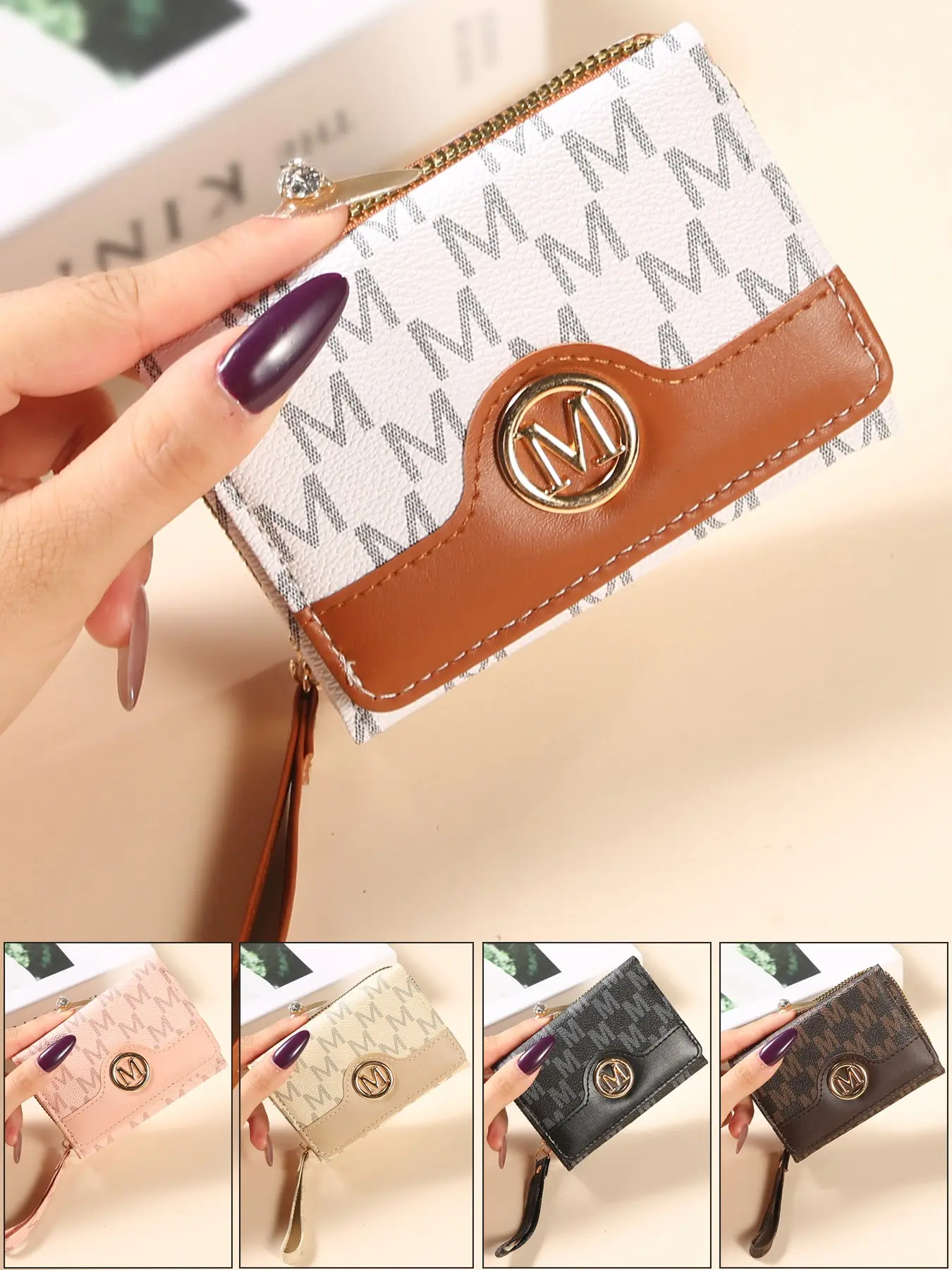 Women's Short Wallet Zipper Tri-Fold, Litchi Texture Letter Wallet, Medium Clutch Purse With Multiple Card Slots, Compact Retro Coin Purse, Ladies Wallet, Textured Wallet, Wallet Card Holder, Trifold Wallet, Zipper Wallet Design, Wallets Women