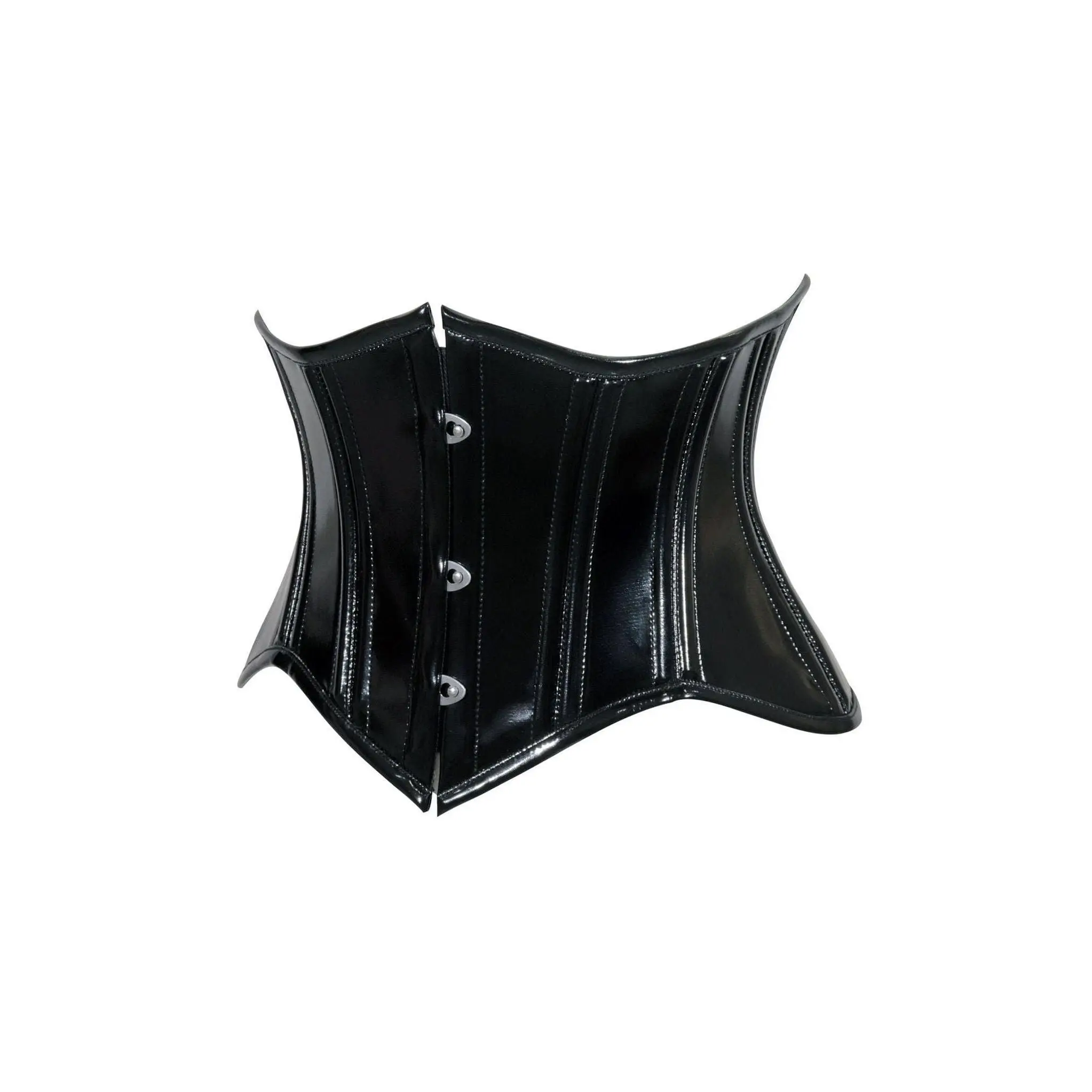 Lavish Double Boned Black Patent PVC Vinyl Curvy Cut Mini 
