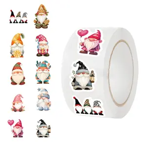 500 sheets/roll cartoon gnome stickers for DIY decorating cups, scrapbooks, tablet cases, phone cases, and children's toys.