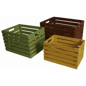 Set Of 3 Distressed Wood Crates