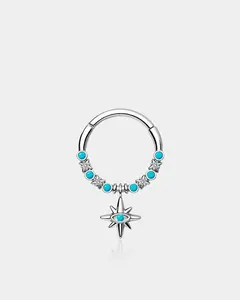 Hexagram Turquoise Daith Septum Ring