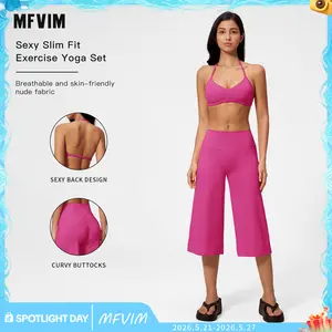 MFVIM Women’s Yoga Set – Premium Feel, High-Waist Compression Quick-Dry Yoga Shorts, Shock-Absorbing Push-Up Sports Bra Two-Piece Set