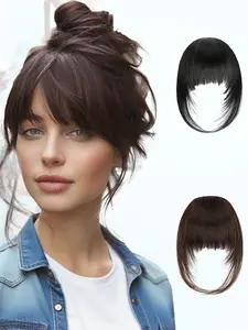 Clip-In Fluffy Blunt Bangs - No Glue Fringe, Natural Looking Synthetic Hairpieces for Women, Perfect for Holiday Parties & Daily Use, Invisible Hairpiece