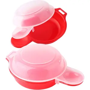 2 sets Microwave Egg Cooker 1 Minute Fast Egg Hamburg Omelet Maker Kitchen Cooking Tool Red and clear