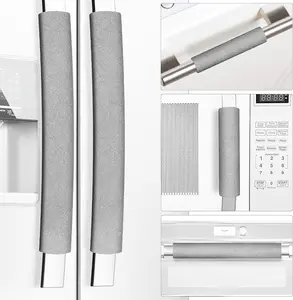Refrigerator Door Handle Covers, Set of 5, Keep Your Kitchen Appliance Clean from Smudges, Drips, Food Stains, Oil, Handmade Decor Protector for Fridge, Ovens, Dishwashers (Grey)