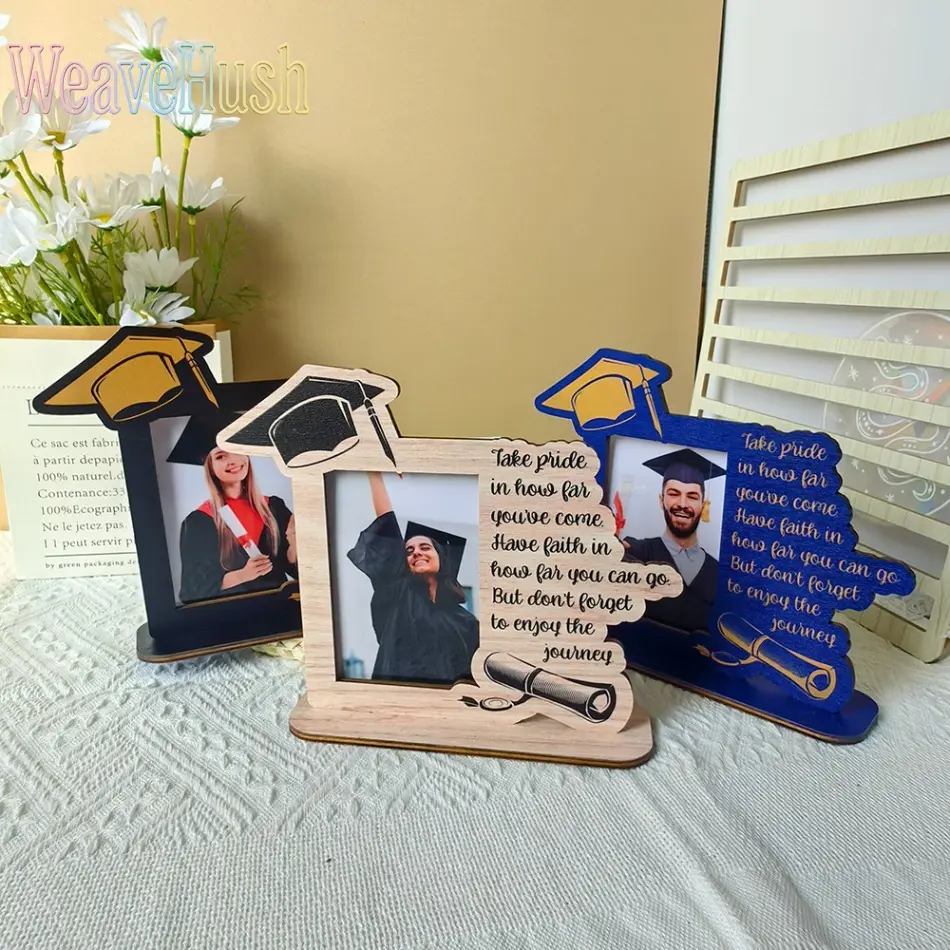 Hot‑Selling Graduation Season Wooden Photo Frame, Vertical Portrait Group Photo Souvenir Ornament, Stylish Grad Keepsake Decor for Commemorating Graduation Memories, Perfect Graduation Gift & Desktop Display