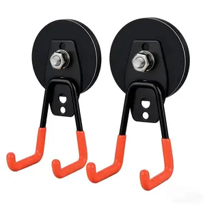 Strong Magnetic Hooks Set of 2, Wall Mounted Hook Ideal for Drills Garage Tools Garden Hose Nail Board Storage