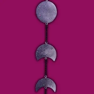 Mini Black & White Glow Moon Phase – Lava Stone & Moonstone