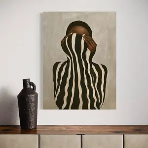 Afrocentric Neutral Black Women's Vintage Wall Art Set - Abstract Hand-Printed Photo Paper Posters, Art Wall Decor with Display Tape, Artwork for Bedroom Home Decoration