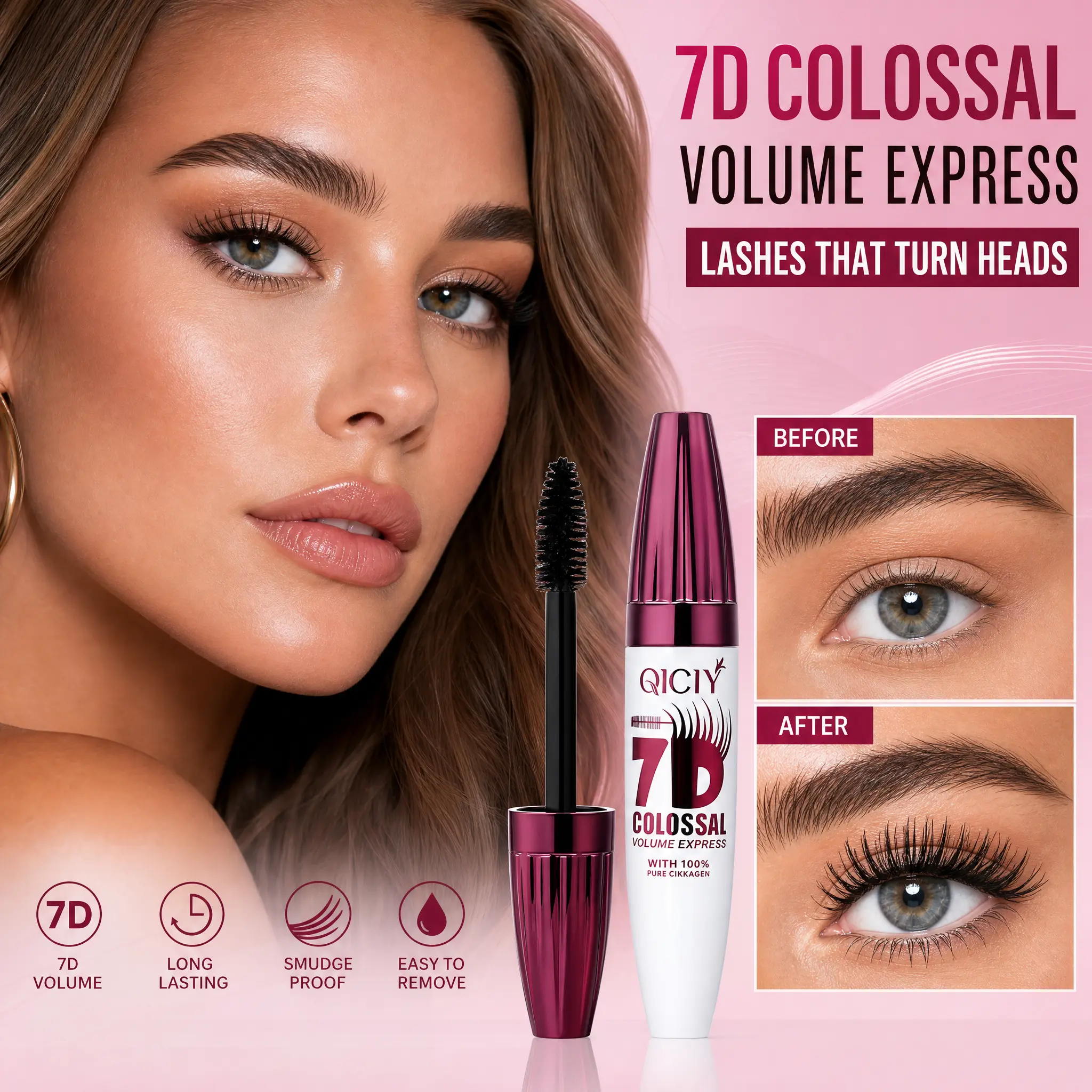 7D Smudge-Resistant Waterproof Mascara, 10ml Long-Lasting Volumizing Curling Lengthening Makeup for Beauty Enthusiasts