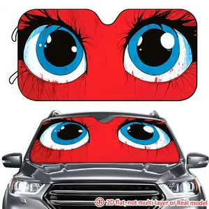 1pc red background blue eye pattern car sun visor 2D high-definition printing, car sun visor effectively blocks sunlight, suitable for decorating the front windshield of General Motors, RVs, and SUVs