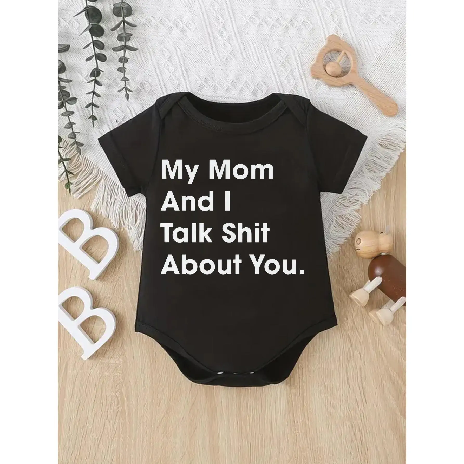 Baby Bodysuit for Unisex Infants, Funny Graphic Short Sleeve Top in Soft Cotton Blend with Snap Closure, One Piece Bodysuit, Short Sleeve Tops