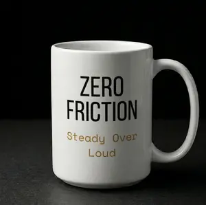 Zero Friction Mug - Clean | Steady Over Loud | 15oz Ceramic Mug | Zero Chaos Coffee