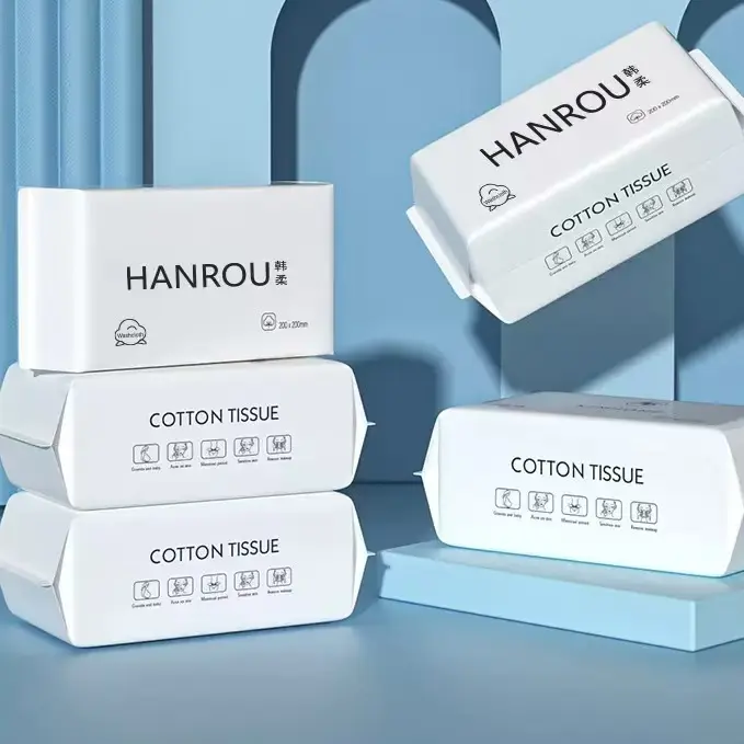 HANROU Plant Fiber Facial Cleansing Towels 80 Sheet Count 7.8"x7.8" Ultra Soft Safe for Sensitive Skin Gentle Daily Skincare Routine Face Scrubber Tool Smooth Cleanser Brush