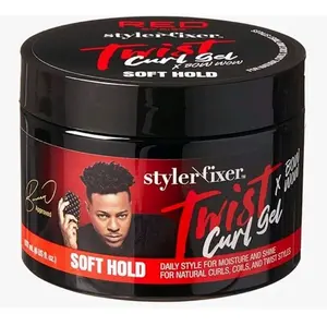 RED by Kiss X Bow Wow Styler Fixer Twist Curl Gel Soft Hold for Afro Hair Moisturizing with Coconut Scent Ideal for 360 Waves & Twists Nourished and Naturally Shiny