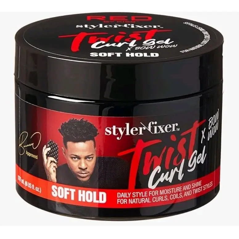 RED by Kiss X Bow Wow Styler Fixer Twist Curl Gel Soft Hold for Afro Hair Moisturizing with Coconut Scent Ideal for 360 Waves & Twists Nourished and Naturally Shiny