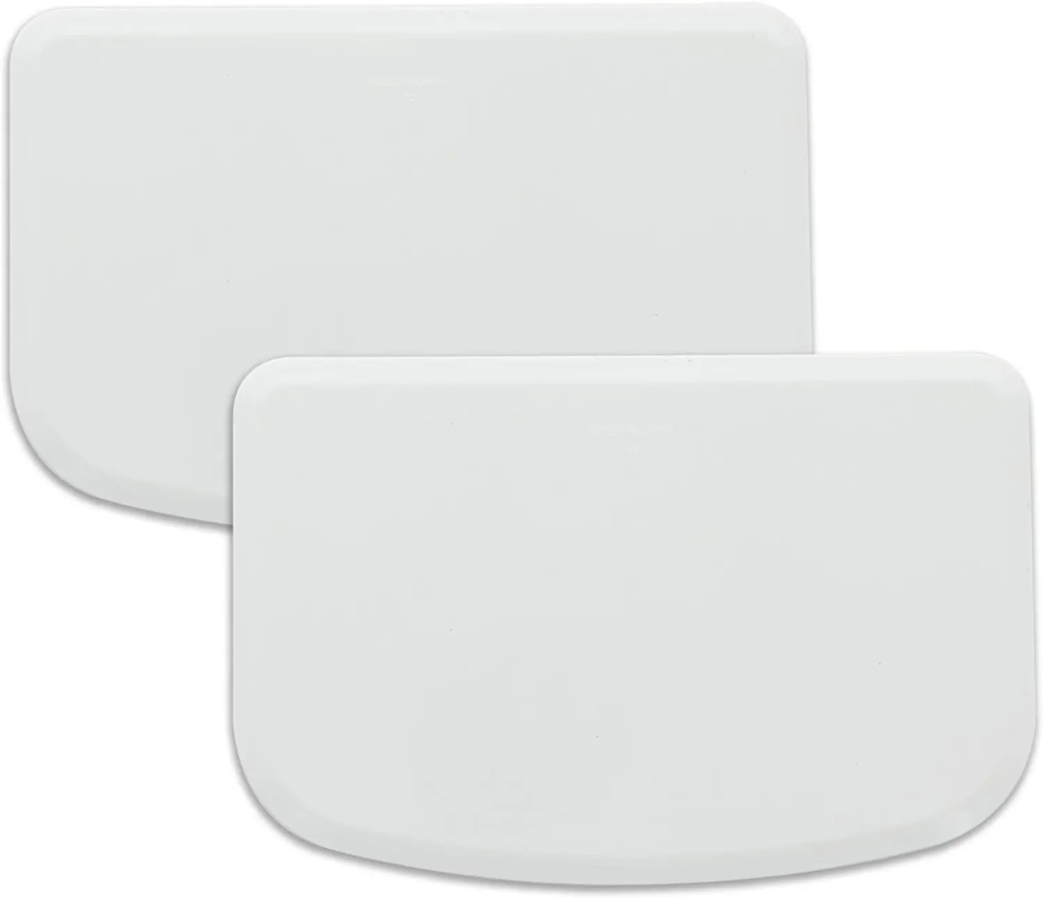 Plastic Bench Scraper for Baking - 2 White Bowl Scraper - Flexible Food Safe Dough Scraper Multipurpose Good Grip Curved and Flat Edge Dough Cutter - Essential Pan Scraper for Kitchen Use - RamPro