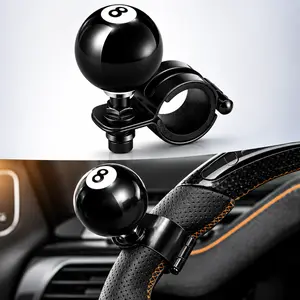 8 Ball Steering Wheel Knob Spinner, Universal 360° Steering Wheel Suicide Knob for Cars, Trucks, Tractors & Semis, Easy One-Hand Turning Handle – Black