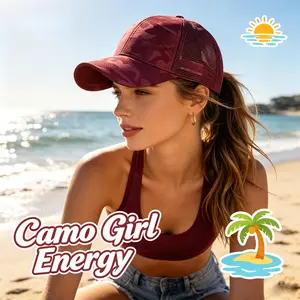 Women's Camo Baseball Cap Mesh Trucker Hat UV Sun Protection Adjustable Outdoor Beach Hat Y2K Streetwear Camouflage Dad Cap Lightweight Breathable Summer Fishing Hiking Travel Casual Sport Cap