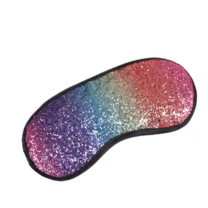 Women Girls Sweet Glitter Sequins Sleeping Eye Gradient Rainbow Colorful Blindfold Travel Shade Cover Eyepatch