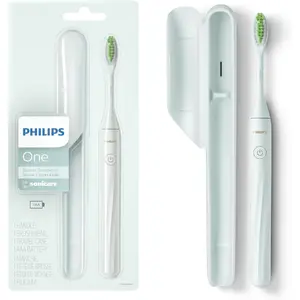 Philips One Battery Toothbrush by Sonicare Mint Green with Travel Case & AAA Battery Included for Travel Convenience
