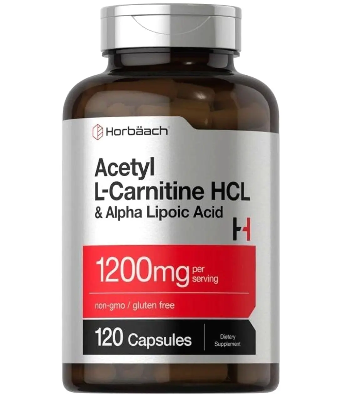 Horbäach Acetyl L Carnitine HCL & Alpha Lipoic Acid 1200mg | 120 Capsules | ALC ALA Complex | Non-GMO & Gluten Free Supplement